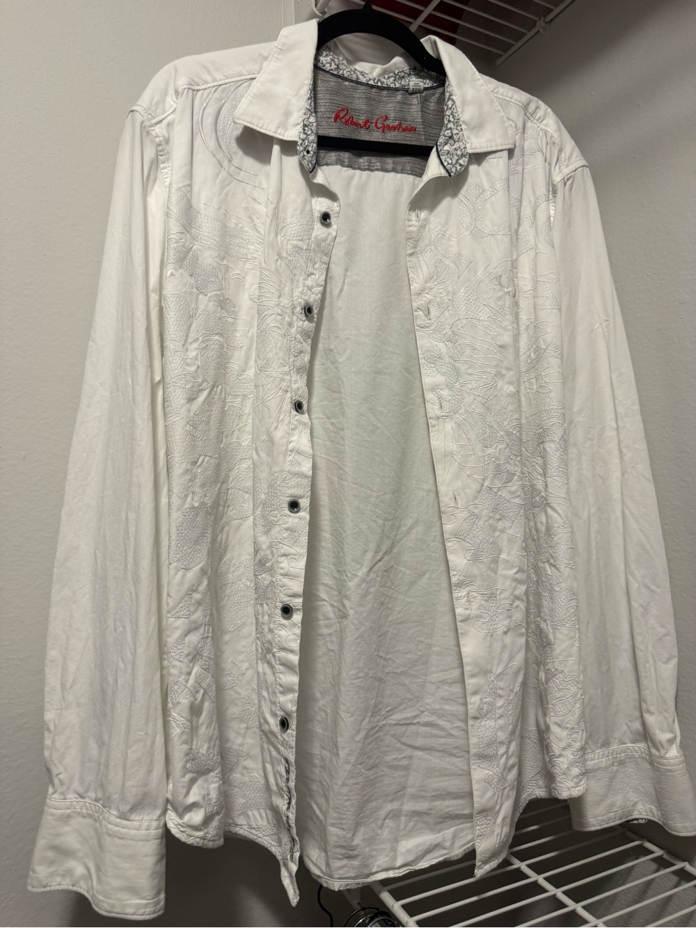 Robert Graham White Embroidered Long-Sleeve Button-Down Shirt